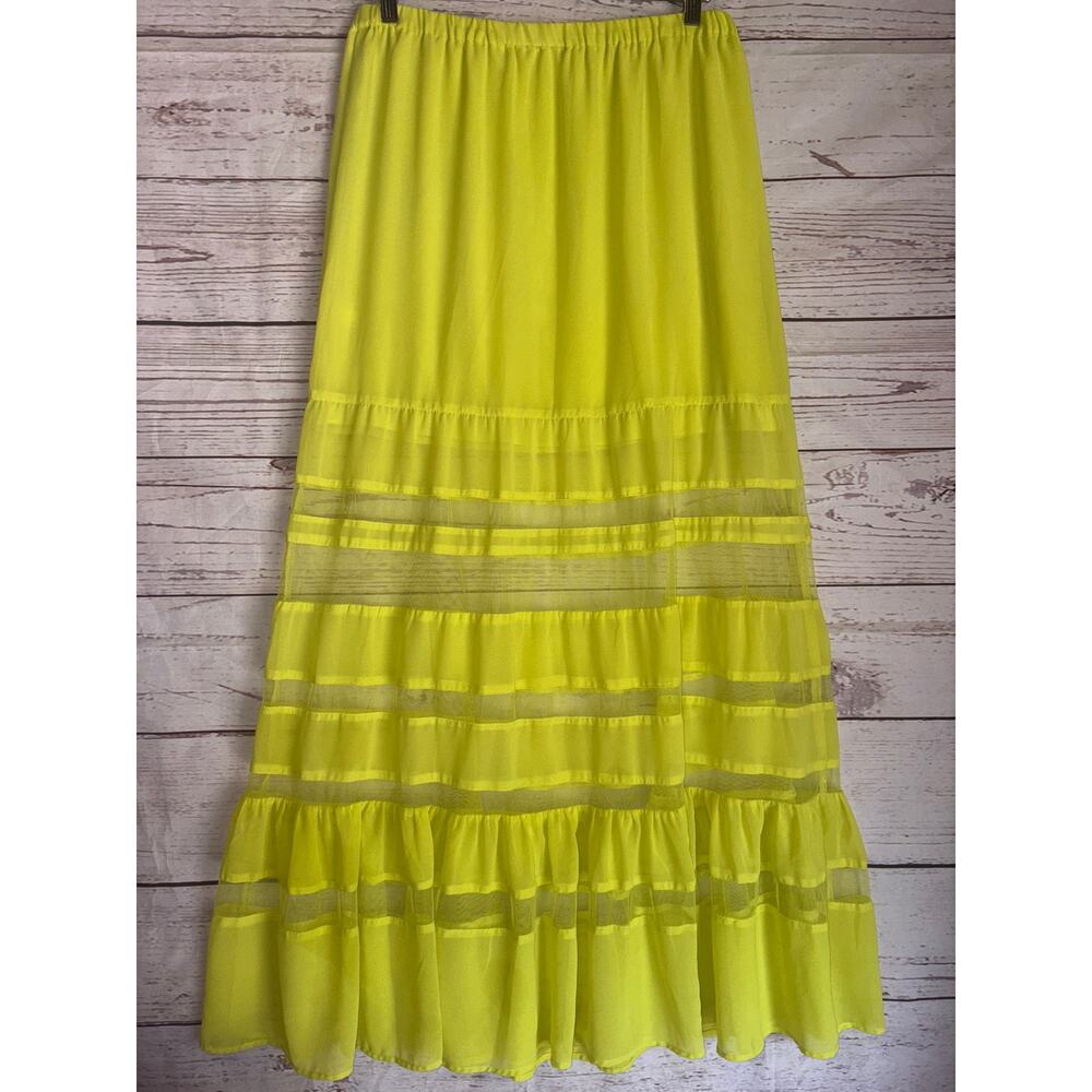 Gianni Bini Neon Yellow Long Skirt Woman Sz M